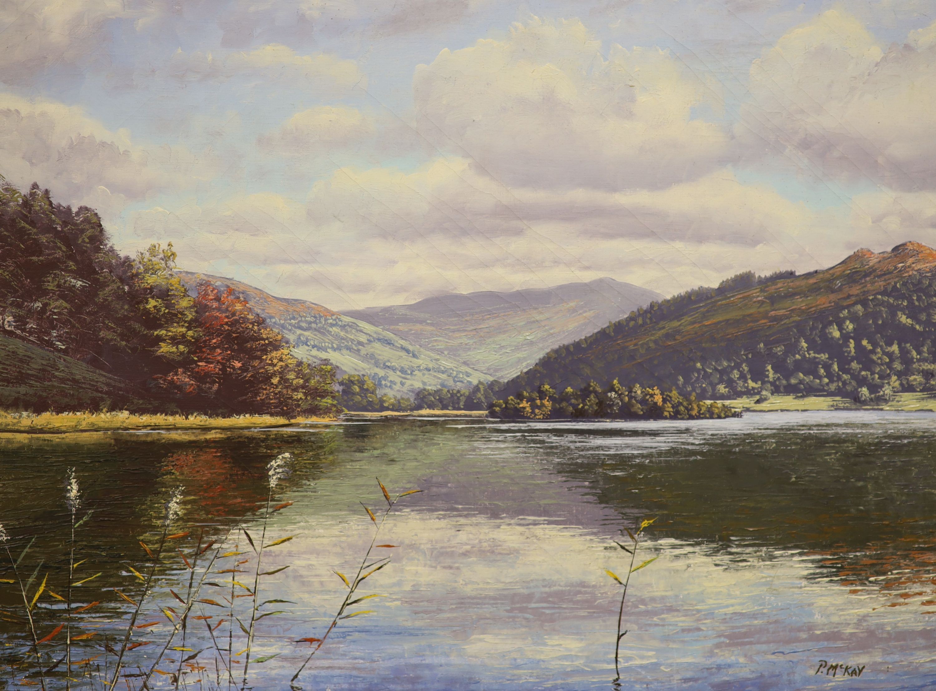 P. McKay, oil on canvas, Rydal Water, signed, 44 x 60cm